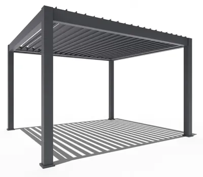 Produktbild von Weide Prestige Pergola Aluminium 3,6x4m mit Lamellendach, LED & 4 Sonnenrollos anthrazit