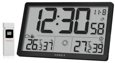 Imagen del producto de Reloj de pared Kienzle Jumbo NEO LCD, color , con pantalla XXL y sensor exterior