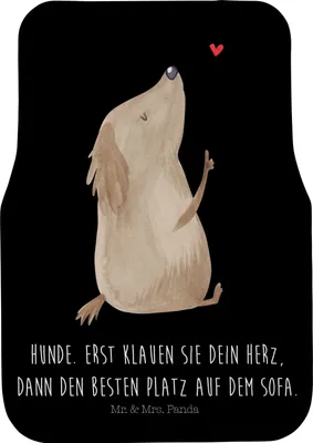 Produktbild von Mr. & Mrs. Panda Auto Fußmatte Hund Liebe - Schwarz - Geschenk, PKW, Autoteppich, Sprüche, Automatte, Hunde, Fürs, Herz