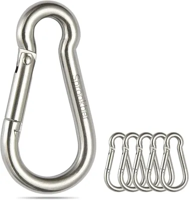 Karabinerhaken, 6 Stück, 304 Edelstahl, 13x160 mm, Outdoor