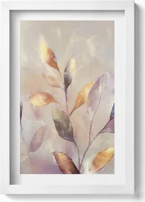 Produktbild von Gemalte Boho-Blätter– Wandbild mit Rahmen – Gerahmtes Bild  – Wanddekoration – 20x30 cm – Weiß