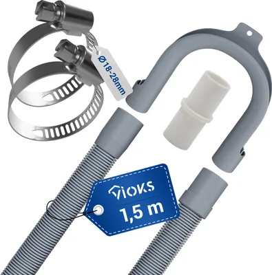 Produktbild von Ablaufschlauch Set 150cm Ø19/22 2x Schellen Verbindungsstück Haltebogen