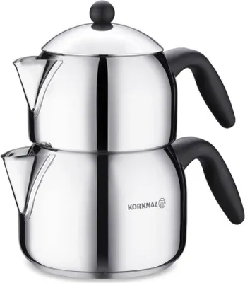 Image de Korkmaz Orbit Mega Théière Théière à induction Acier inoxydable Caydanlik A039