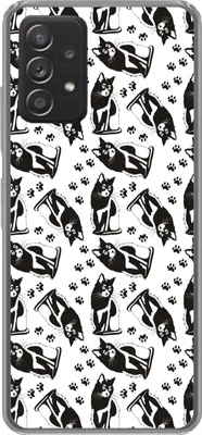 Produktbild von MuchoWow® Handyhülle Schutzhülle Hülle für Telefoonhoesje Samsung galaxy a73 Muster - Katze - Schwarz - Weiß - Jungen - Mädchen - Kinder - Kind Silikon Softcase Handy Hülle - Handyhülle