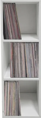 Produktbild von VDD Schallplatten-Aufbewahrungsschrank, weiß, Holz, 3 Fächer, offen, robust, multifunktional, 33x33x33 cm pro Fach