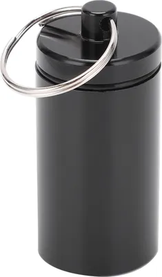 Produktbild von Aluminiumlegierung Medizinbehälter Schlüsselanhänger Pillenhalter für Outdoor Camping Wandern Schwarz