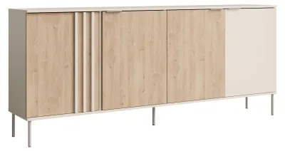 Image de Buffet Rodgau, commode de 220x40x92 cm, avec 4 portes. Couleur au choix : cachemire ou chêne artisan