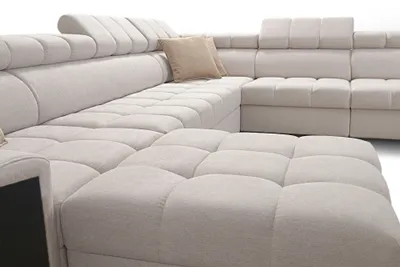 Produktbild von XXL Couch Polstergarnitur Ecksofa GREKO XIII Beige Stoff AVRA 2 Ottomane links IM SOFA