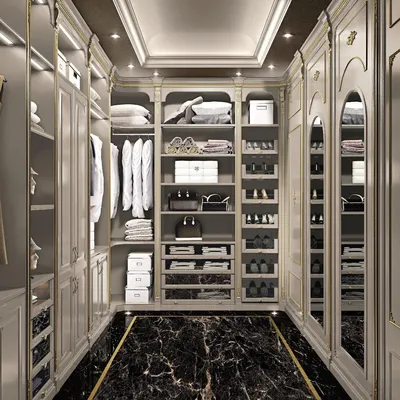 Produktbild von Begehbarer Kleider Schrank Luxus Umkleide Klassische Garderobe Maßanfertigung