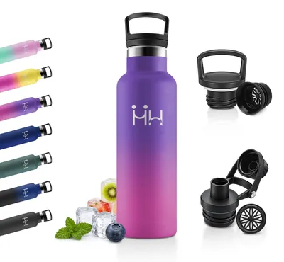 Produktbild von Edelstahl Wasserflasche 750ml, Trinkflasche für Büro und Reise, isoliert