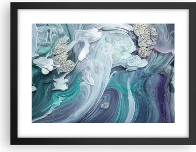 Produktbild von Gerahmtes Poster - Schwarzer Rahmen - Abstraktion dreidimensional blau - 40x30 cm - Wand Bild - Wanddeko - Wandbilder - Kunstposter - Wandposter - Bilderrahmen - Bilder - Kunstdruck - P2BAA40x30-4726