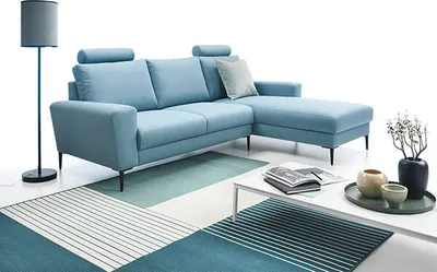 Immagine prodotto di Divano ad angolo Divano ad angolo imbottito blu-grigio Recamiere destra