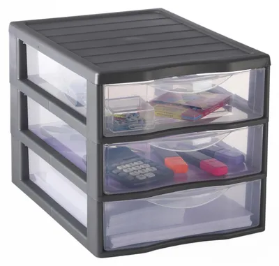 Produktbild von SUNDIS Orgamix, schubladenbox aus Kunststoff, 3 transparente Schubladen für A4-P