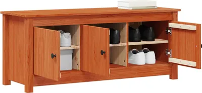 Image de vidaXL Armoire à chaussures Marron ciré 110 x 38 x 45,5 cm Bois de pin massif