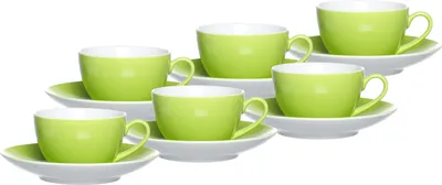 Produktbild von Ritzenhoff & Breker DOPPIO Kaffeetasse mit Untertasse 200 ml 6er Set grün