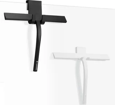 Produktbild von Navaris 2x Duschabzieher aus Silikon in Schwarz und Weiß - Abzieher Dusche - Wasserabzieher Flitsche Duschkabinenabzieher - Wischer mit Haken aus