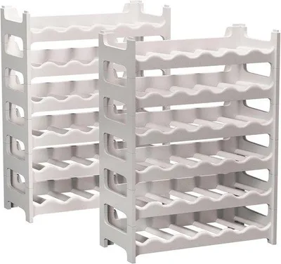 Produktbild von Stapelbares Weinregal für 72 Flaschen - Modulares Flaschenregal für Keller und Lagerung - Leichtes und robustes Granitgrau
