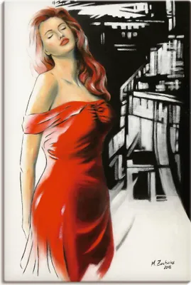 Produktbild von ARTland Leinwandbild Schönheit im roten Kleid Größe: 40x60 cm