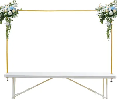 Immagine prodotto di Decorazioni per tavoli con archi di palloncini - Supporto regolabile per tavolo, da 108 a 250 cm, in metallo - Ideale per matrimoni, compleanni, feste, Natale - Colore: oro