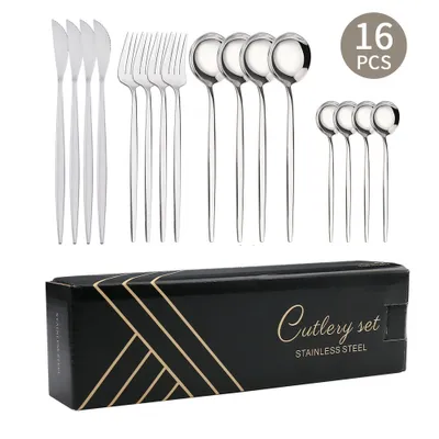 Produktbild von Besteck-Set Besteck 6 Personen,24 Stück Messer Gabel Löffel Spülmaschinenfest