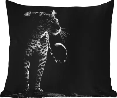 Produktbild von MuchoWow® Outdoor Kissen - Wildtiere - Leopard - Natur - Schwarz - Weiß - 45x45 cm - Wetterfest - Lounge Kissen - Fotokissen - Dekoratives Kissen