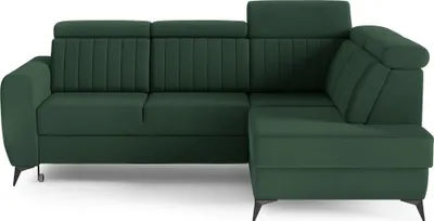 Produktbild von Couch für Wohnzimmer, Samstoff, Ecksofa mit Schlaffunktion und Bettkasten, Schlafsofa, Sofagarnitur, L Sofa Eckcouch L-Form Wohnlandschaft mit Bettfunktion - Ecksofa MOSTA II Dunkelgrün (Element 12) - Rechts