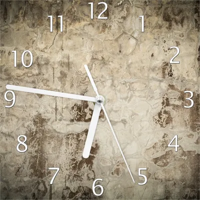Produktbild von Wallario Design Wanduhr Alte schmutzige Wand aus Beton mit abblätternder Farbe aus Echtglas, Größe 20 x 20 cm
