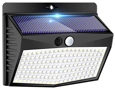 Solar-Wandleuchte mit Bewegungsmelder, 138 LEDs, IP65, schwarz