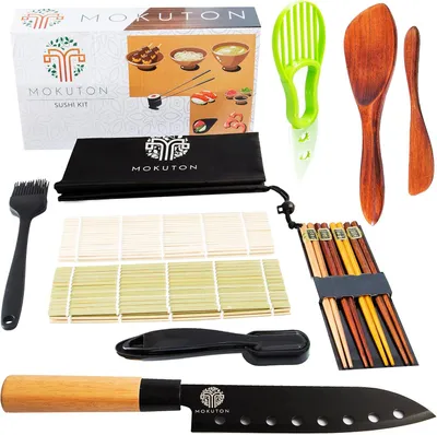 Obrázek produktu pro Sada na přípravu bambusového sushi, včetně tašky a nože, jako dárek