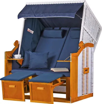 Produktbild von Strandkorb - bene living - Ostsee - uni/blau - PE weiß