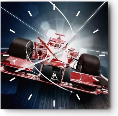 Produktbild von Wanduhr - Quadrat - Glasuhr - Formel Geschwindigkeit Motor - 30x30cm - Schleichendes Uhrwerk - Lautlos - zum Aufhängen bereit - Dekoration Modern - Wanddekoration aus Glas - C3AC30x30-2677