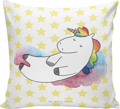 Produktbild von Mr. & Mrs. Panda Sofakissen Einhorn Wolke 7 - Weiß - Geschenk, Menschen, Kuschel Kissen, zier, Unicorn, kuschelkissen 40x40, Lustig, Einhörner, Couchkissen, Dekokissen
