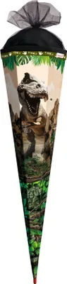 Produktbild von ROTH Schultüte groß Tyrannosaurus mit Sound Spezialborte 85 cm rund Rot(h)-Spitze Tüllverschluss Zuckertüte Schulanfang