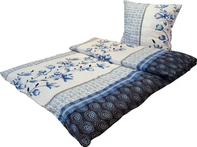 Produktbild von Bettwäsche Seersucker Doppelpack 2x ca. 135x200 cm + 2x ca. 80x80 cm 4 teilig samtweiche Microfaser mit Reißverschluss Design: Iris