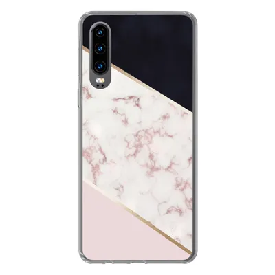 Produktbild von MuchoWow® Handyhülle Schutzhülle Hülle für Huawei P30 Marmor - Roségold - Luxus Silikon Softcase Handy Hülle - Kartenbesitzer