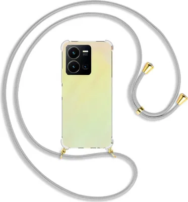 Produktbild von Handykette Backcover-Schutzhülle mit Band (Metall goldfarben) für vivo Y35 4G (6.58''), vivo Y22s - silbergrau