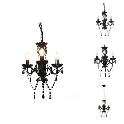 Immagine prodotto di vidaXL Lampadario con perle nere rotonde 3×E14 - Lampade