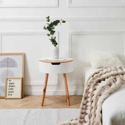 Image de Table Coffre - HOME DECO FACTORY - Scandinave - Bicolore - Blanc et Beige