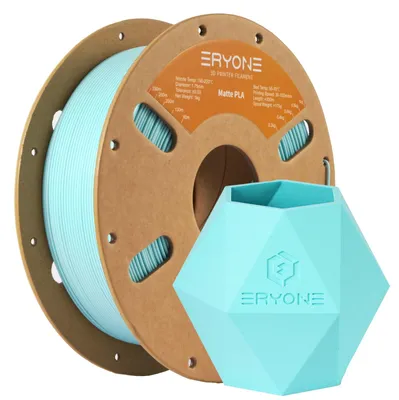 Zdjęcie produktu dla ERYONE, filament PLA do drukarki 3D, 1.75 mm, dokładność wymiarowa +/- 0.03 mm, 1 kg, jedna cewka, matowy, miętowy zielony