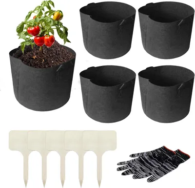 Produktbild von Pflanztasche 40 l, 5 Stück, Vliesstoff, mit Griffen, für Gemüse