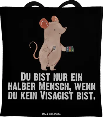 Produktbild von Mr. & Mrs. Panda Shopping Tasche Visagist Herz - Schwarz - Geschenk, Laptoptasche, Jutetasche, Beauty Salon, Spruch, Ausbildung, Jutebeutel, Büchertasche, Kosmetikstudio