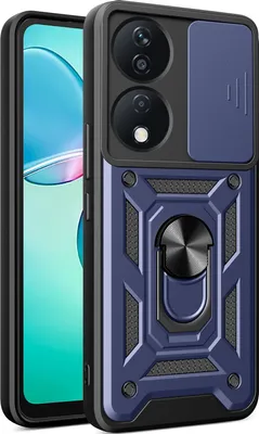 Obrázek produktu pro Pouzdro pro Honor X7b, TPU Nárazník Silikonové Pouzdro s Kroužkem Stojánek, Ochrana Kamery Modrý