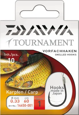 Immagine prodotto di Daiwa Tournament carp hook leader hook 60cm 10pcs. size 8