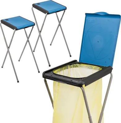 Produktbild von ONVAYA® Müllsackständer | 2 Stück | blau | bis 120 Liter | mit Deckel | höhenverstellbar | aus Metall | für den gelben Sack