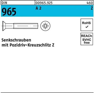 Produktbild von Reyher  Senkschrauben DIN 965 A 2 M 1,6 x 12 -Z A 2 (2000 Stück)