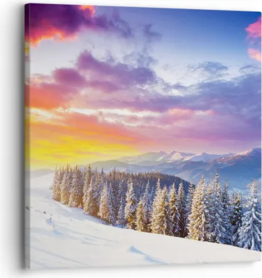 Produktbild von Bild auf Leinwand - Leinwandbild - Berge Schnee Winter - 30x30cm - Wand Bild - Wanddeko - Wandbilder - Leinwanddruck - Bilder - Kunstdruck - Wanddekoration - Leinwand bilder - Wandkunst - AC30x30-3605