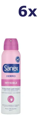 Produktbild von 6x Sanex Deo-Spray – 150 ml, hautfreundlich und unsichtbar