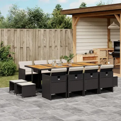 Produktbild von Möbel 13-tlg. Garten-Essgruppe mit Kissen Schwarz Poly Rattan - Balkonmöbel 3277754