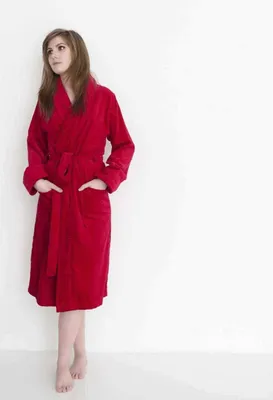 Produktbild von ETÉREA® Bademantel Damen & Herren flauschig aus 100% Baumwolle Velours Carré - Sauna Bademantel Damen & Herren - Bathrobe Women - Saunamantel Uni flauschig weich & trocknet schnell - Rot Größe S