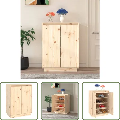 Image de The Living Store Armoire à chaussures 60x35x80 cm Pin massif